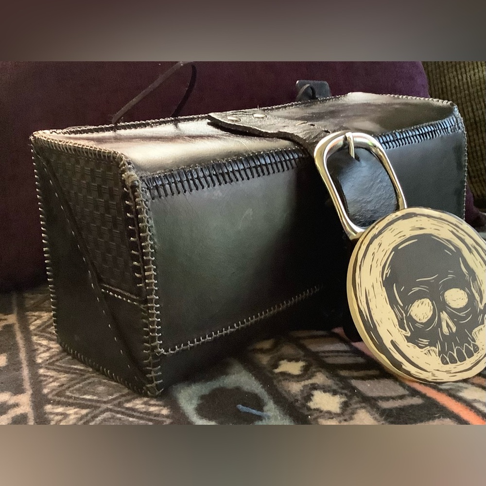 Motorcycle handle-bar/tool Bag 
(Handcrafted/Recycled Leather)